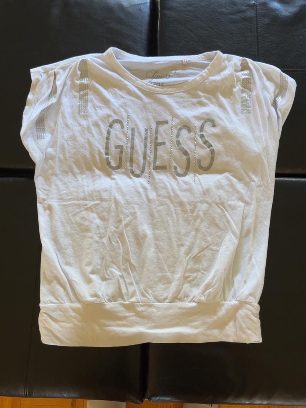 GUESS White Short Sleeve Tee for girls